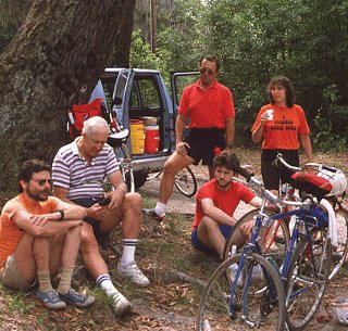 Taking a rest after a hot day of cycling.