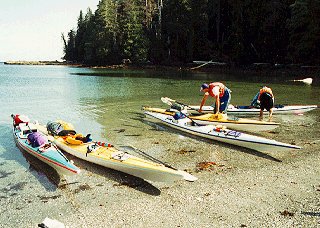 Preparing to paddle off the Queen Charlottes.