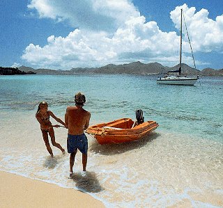 Exploring secluded beaches in the Caribbean.