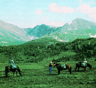 Riding in the Altai mountains.