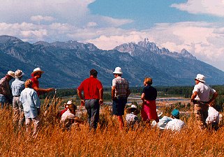 Class studies history of Jackson Hole.