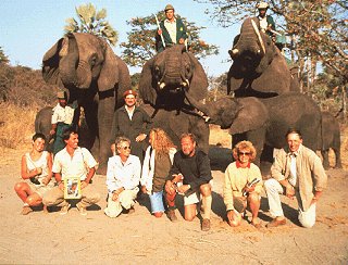 Abu and family smile for the camera during their African Safari on Elephant Back in Botswana