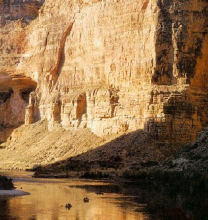 The massive walls of the Grand Canyon.