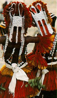 Dogon masked dancers in southern Mali.